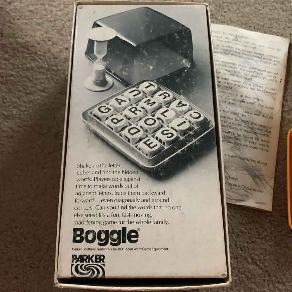 Vintage Boggle Parker Brothers Game No Timer
